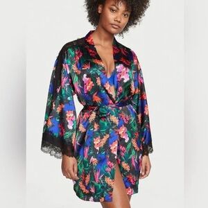 ✨VICTORIA'S SECRET Moonlit Tropic Black Lace Inset Robe M/L✨